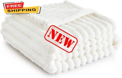 Manta Blanca para Sofá - Manta Acogedora para Mujer, Bonitas Mantas de Polar par Foto 1 de 4