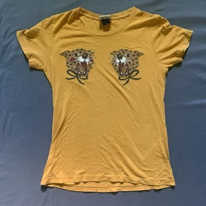 Miss Ladybug Two Cats Gold T-Shirt Erwachsene Größe Medium 17x20 100% Baumwolle - Bild 1 von 4