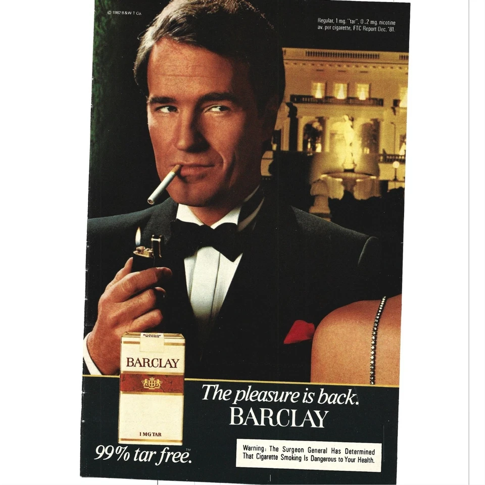 Anuncio de cigarrillo Barclay 1982 Pleasure Is Back diseño sofisticado impresión mansión Foto 1 de 2