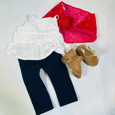 Muñeca American Girl 2019 18" traje Western Chic, conjunto completo: top, botas, bufanda Foto 1 de 4