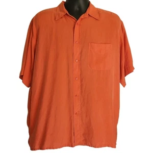 Vintage Men's Large St. Michael Marks & Spencer Silk Button Down Shirt - Corral - Picture 1 of 3