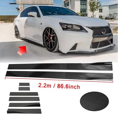 For Lexus GS350 GS450h Carbon Fiber 86.6inch Side Skirt Extensions Rocker Panel Foto 1 de 4