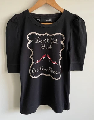 Love Moschino Womens Graphic Tee - US Size 6 - "Don't get Mad' Short Puff Sleeve - image 1 of 4