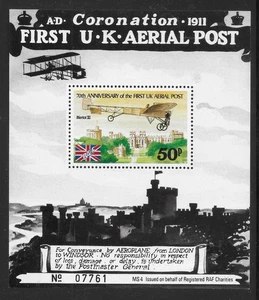 G.Britain RAF FLIGHT 1981 70th ANNIV.1st UK AERIAL POST SHEET 1574 MNH**Airplane - Picture 1 of 2