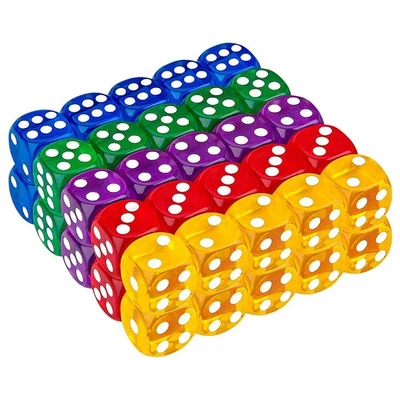 50Pack 14MM Translucent&Solid 6-Sided Game Dice for ,Activity5250 - Image 1 of 4