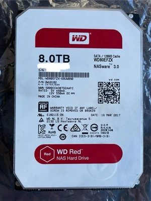 Western Digital WD Red 8TB 3.5” SATA NAS Hard Drive WD80EFZX - Image 1 of 4