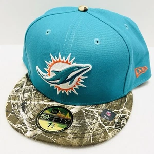New Era Miami Dolphins 2-Tone Camo 59FIFTY Fitted Hat Cap 7 3/4 Turquoise NFL - Picture 1 of 5