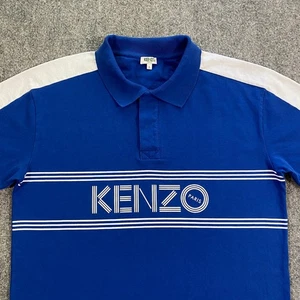 KENZO Paris Chest Logo Rugby Polo Shirt Adult Large Royal Blue White Spell Out - Picture 1 of 22