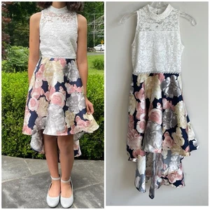 Speechless Girls 14 Formal Dance Pageant High Low Floral Lace Gown Dress - Picture 1 of 11