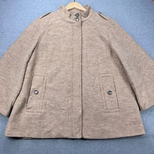 Chicos Boiled Wool Funnel Neck Swing Jacket Coat Size 3 (Womens 16 XL) Taupe - Picture 1 of 13