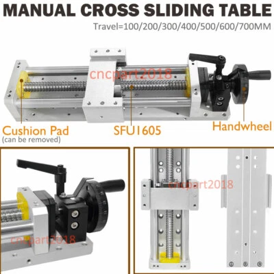 TOAUTO Cross Sliding Table Manual Linear Rail Slide Module SFU1605 Ballscrew XYZ Axis