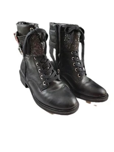 Circus by Sam Edelman Womens Combat Boots DOROTHY Black Lace Up Sequins Size 7 - Picture 1 of 15