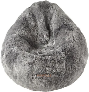 ÖKO LAMMFELL SITZSACK GRAU KURZWOLLIG BEAN BAG - Bild 1 von 3