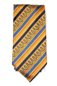 J.Z. Cravatta Richards seta oro blu uomo righe geometriche lusso elegante USA - Foto 1 di 5
