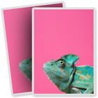 2 x Vinyl Stickers 7x10cm - Green Chameleon Hot Pink Pop Art  #21327
