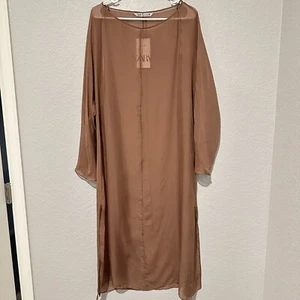 NEU Zara $ 129 100 % Seide Kamel langes Oberteil klein groß limitierte Auflage 3398/129 - Bild 1 von 5