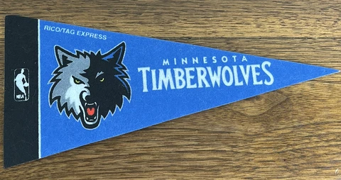 Minnesota Timberwolves Vtg NBA Mini Pennants, 4" x 9" Rico Tag Express Cover