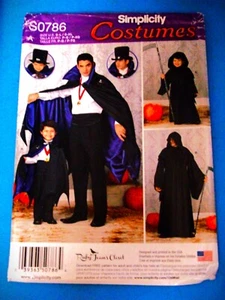 Men Boy Simplicity 1349 Pattern Costume Capes Vampire Grim Reaper SIZE S M L XL - Picture 1 of 5