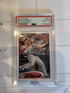 2012 Topps #661 (Blue Helmet) Bryce Harper Rookie (Phillies, Nats) PSA 8 NM-MT