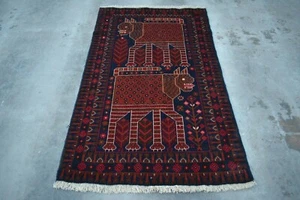 2.10 x 4.9 Feet. Vintage Handmade Afghan Tribal Baluchi Wool Nomad Rug. - Picture 1 of 4