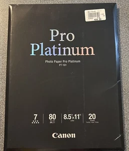 Canon Pro Platinum High-Gloss Photo Paper (8.5x11"), 20 Sheets NEW - Photo 1/2