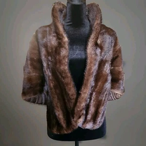 Joske's Of Texas Vintage Mink Shawl Dark Brown One Size - Picture 1 of 6
