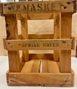 Vintage NEMASKET (Cape Cod, MA) Spring Water Wooden CRATE for 5 gallon bottle - Picture 1 of 10