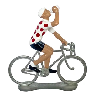 Polka Dot Jersey Cycling Model Die Cast Metal Cyclist Drinking Tour De France - Picture 1 of 2