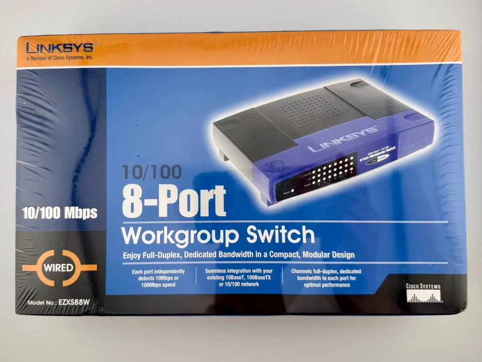 Linksys Workgroup Switch (EZXS88W) 8-Ports External Switch, BRAND NEW, 2003 - Image 1 of 4