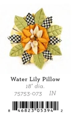 Mackenzie Childs 2017 Water Lily Raw Silk Blend Flower Pillow READ! - Image 1 of 4