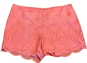 SOUTHERN TIDE Pink Coral Eyelet Lace Scalloped Alice Shorts Sz 8 NWT $108 - Picture 1 of 14