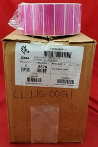 Zebra 3" x 1"  10024240P-1  Pink Labels     Z-Ultimate 3000T  Box Of 6 Rolls - Picture 1 of 4