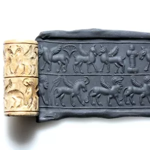 Ancient Suumerian stone cyclical bead seal circa 3500-2500 B.C - Foto 1 di 7