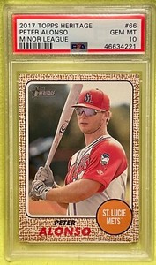 POLAR BEAR CUB! 2017 Topps Heritage Minor League #66 PETE ALONSO PSA 10 GEM Mint