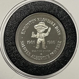 1980 Edmonton Klondike Days Alberta Vintage Proof Coin .999 Fine Silver Round - Picture 1 of 15
