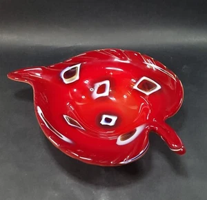 Murano Kunst Glas Blatt Schale Millefiori gefasst rot Glasschale 11,5 cm lang - Bild 1 von 12