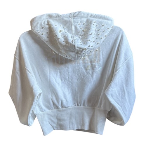 OFF WHITE Felpa donna con cappuccio ritagliata grafica Wicked nuova taglia XS panna