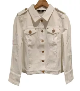 QVC Julien MacDonald Military Denim Style Jacket White Size 18 RRP £60 - Picture 1 of 9