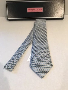 Vineyard Vines Martha's Custom Collection Vineyard 100% silk necktie Blue/Gray - Picture 1 of 6