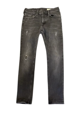 Pantalones de mezclilla All Saints Cigarette Button Fly Distressed tiro medio para mujer talla 30 negros Foto 1 de 4
