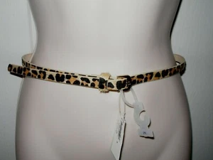 Cinturón de cintura mediano antiguo marino delgado 0,5"" pelo de leopardo sintético cintura 24"" - 28"" nuevo con etiquetas - Imagen 1 de 11