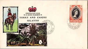 1953 Turks Caicos Grand Turk HM Queen Elizabeth 2 Coronation First Day Cover - Picture 1 of 2