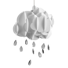 White Cloud Lamp Shade with Rain Drops, Nursery Baby Room Light Pendant