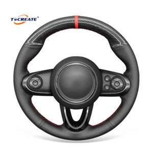 Hágalo usted mismo cubierta de volante de cuero de fibra de carbono PU para Mini Clubman #TAXD - Imagen 1 de 11