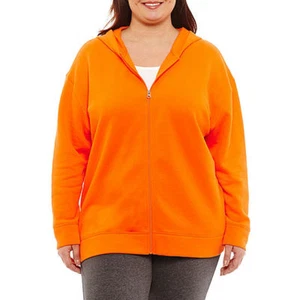 NWT city streets orangePLUSH ZIP FRONT hoodie JACKET TOP SIze plus 0x - Picture 1 of 1