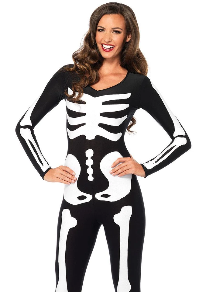 Leg Avenue Women's Spandex Printed Glow in The Dark Skeleton Catsuit