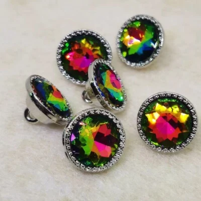 10Pcs 15mm Glass Crystal Rhinestone Buttons with Shank Sewing Clothes Shirt - Image 1 of 4