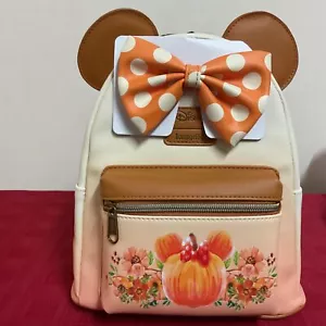 LOUNGEFLY DISNEY MINNIE MOUSE PUMPKIN OMBRE MINI BACKPACK NWT - Picture 1 of 7