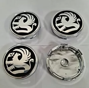4 x Vauxhall Alufelge Mitte Nabenkappen SCHWARZ-CHROM 60 mm ADAM CORSA ASTRA VXR - Bild 1 von 5