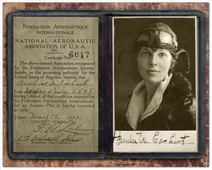 AMELIA EARHART PILOT'S LICENSE 1923 Souvenir Photo 8X10 - Autograph RP! - Picture 1 of 1